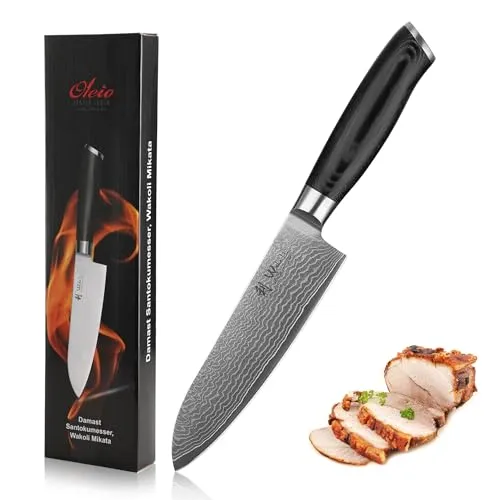 WAKOLI Santokumesser - Damastmesser ‚ÄûWakoli Mikata‚Äú - Küchenmesser aus 67 Lagen japanischem Damaststahl, ideal für Profiköche und Hobbyköche. Extrem scharf, perfekt ausbalanciert und flexibel für Fleisch, Fisch und Gemüse.
