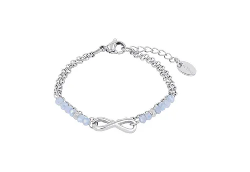 s.Oliver Armband Edelstahl für Mädchen - Elegantes 14+2 cm Armband mit Infinity-Anhänger und 12 glänzenden Glasperlen, ideal als Geschenk in einer Schmuck Geschenk Box.