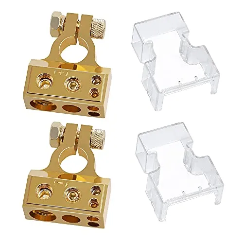 HUAZIZ 1 Paar Autobatterie Klemmen Terminal Klemmen, Autobatterie Klemmen Terminal Klemmen, Batterieklemme Positiv & Negativ mit Staubdichtsdeckung, Battery Terminal Anschlussstecker