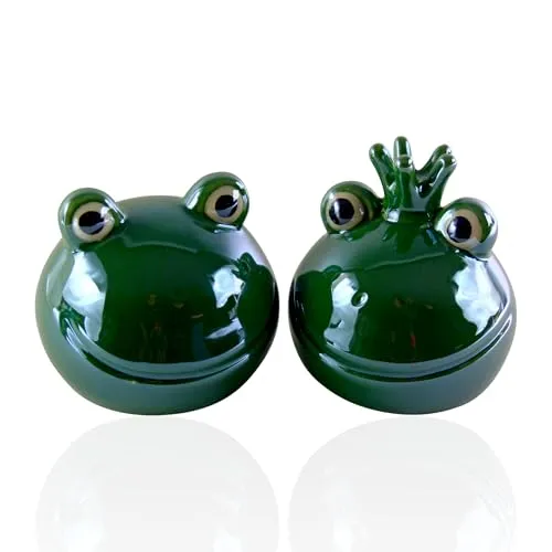 GlasArt Dekofigur Fridolin Froschkopf Froschkönig DREI Farben + Größen Frühling Sommer (12cm x 10cm, 2er Set Waldgrün)