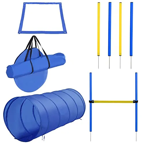 Hunde-Agility-Trainingsgeräte, Hund Agility Set, Hunde-Agility-Parcours, Blau - Agility Training: Fördern Sie die Fitness und Geschicklichkeit Ihres Hundes mit diesem vielseitigen, farbenfrohen Agility Set aus strapazierfähigem Material.