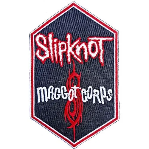 Slipknot Patch Maggot Corps Band Logo Nue offiziell Schwarz woven iron on Accessory Size