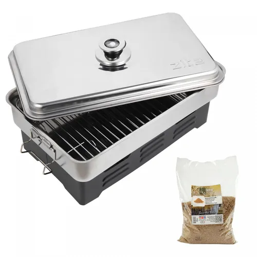 Tischräucherofen Smoker mit Thermometer 300g Räuchermehl Buche Zite Fishing