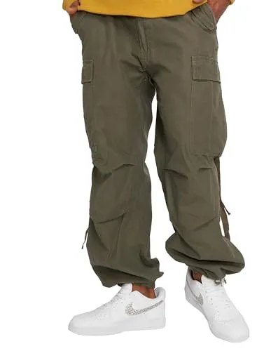 Brandit Herren M65 Vintage Pants Cargo Freizeithose, Olive, 4XL - Arbeitskleidung & Uniformen – Bequeme Loose-Fit Cargo Pants aus weichem Baumwollstoff mit vielen praktischen Taschen und verstellbarem Beinsaum für optimalen Tragekomfort.