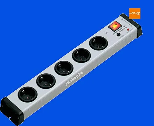 5-Fach-Steckdosenleiste mit Überspannungsschutz mit akustischer Auslöseanzeige+ Gesamt-Aus-Hauptschalter | Mehrfach-Steckdosenleiste mit Kabel-Zuleitung 5,0 m | Bodo Ehmann GmbH | 0206x00052305