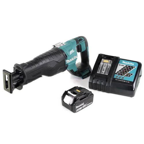 Makita DJR 187 RT1 Akku Reciprosäge 18 V - Sägen: Leistungsstarke Brushless Säbelsäge mit 18 V und 5,0 Ah Akku, ideal für präzises Schneiden in Holz und Metall.