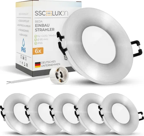 SSC-LUXon 6x BEDA Einbauleuchte IP65 für GU10 in silber von SSC-LUXon
