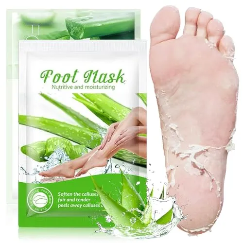 Paar Fußmaske Peeling Socken, Hornhaut entfernen Fuß, entfernt abgestorbene Haut und Hornhaut, feuchtigkeitsspendende Aloe Vera Fussmaske für zarte Füße, Damen & Herren Geschenk 2