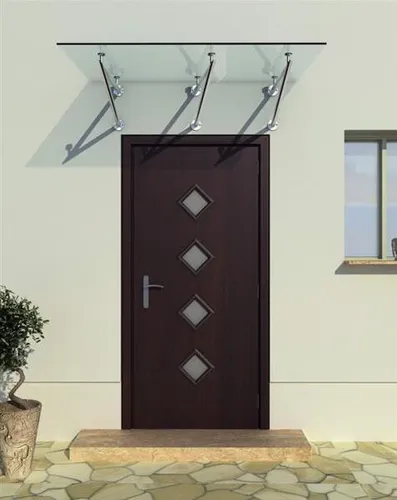 BuyLando (3V) 230x90 cm Klarglas Glasvordach mit Edelstahlhalter