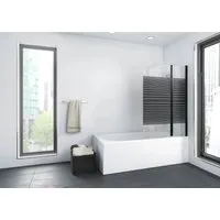 Marwell Black Lines Badewannenaufsatz 100x140 cm - Duschtrennwand aus 4 mm Einscheibensicherheitsglas, 2-teilig und faltbar, mit hochwertiger Aluminiumprofil in matt schwarz – ideal für moderne Badezimmer.