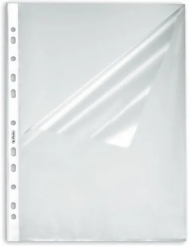 Herlitz 5844006 Prospekthülle A4 - Genarbt, oben und seitlich offen, 10 Stück, dokumentenecht und ideal zur sicheren Lagerung Ihrer Dokumente