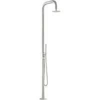 Euroshowers Pure Extende Gartendusche Edelstahl mit Handbrause - Elegante Gartendusche aus Edelstahl für Garten, Pool und Terrasse. Mit Warm- und Kaltwasseranschluss sowie flexibler Handbrause – ideal für erfrischende Duschen im Freien.