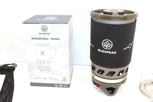 Bushpeak Gaskocher Outdoor Instantboil 900ml Becher + Aufsatz für Topf / Pfanne