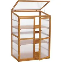 MCW Gewächshaus Q13 Verstellbar Holz 110x76x57cm Natur