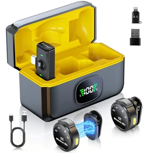 Comius Sharp Lavalier Mikrofon Wireless, Plug-Play Mikrofon mit Digitalanzeige für Aufnahmen, Wireless Mini Mikrofon für iPhone/Android/PC, Mikrofon Handy für YouTube Vlog Streaming Facebook Live