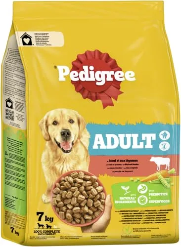 PEDIGREE Adult Trockenfutter mit Rindfleisch und Gemüse für Erwachsene Hunde, 10 kg, 7 kg