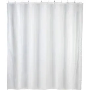 Wenko Duschvorhang Uni, 120 x 200 cm, wasserabweisend, waschbar, aus Polyester, weiß