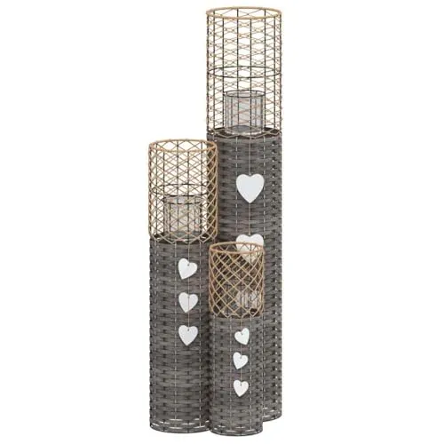 vidaXL Kerzenhalter 3er Set - Elegante Kerzenständer aus handgefertigtem Weidengeflecht, ideal für Wohnzimmer und Garten, schaffen eine romantische Atmosphäre und sind vielseitig für verschiedene Anlässe einsetzbar.