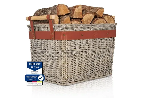OAKAGE® Holzkorb für Kaminholz Groß aus Weide von OAKAGE