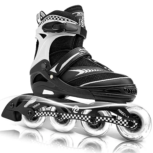Ruthfot Verstellbare Inline Skates für Kinder Jungen und Mädchen, Leucht-Skates für Kinder von 6-12 Jahren Outdoor-Leuchtpatinen für Frauen und Männer