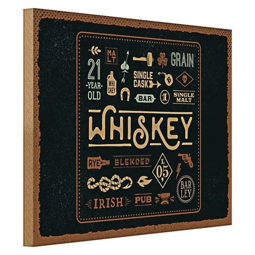 Holzschild Spruch Whiskey blended irish pub 40x30cm