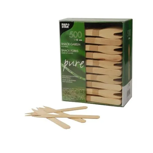 Snack Gabeln Holz 12,1 cm – Einwegbesteck für Partys von PAPSTAR