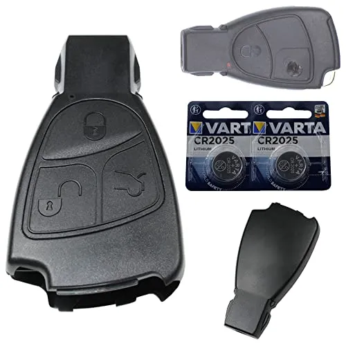 KONIKON Autoschlüssel 3 Tasten Gehäuse + 2X Batterie Neu kompatibel für Mercedes Benz W168 W202 W203 W210 W211