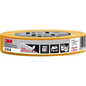 3M Kreppband Professional 244, High Precision, 24mm x 50m, für Innen und Außen