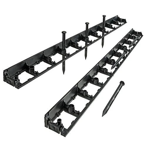 HaGa Rasenkante aus Kunststoff 2 STK. | Beeteinfassung 1000mm x 80mm x 45mm in Schwarz inkl. 6 Befestigungsstiften | Gartenzaun Beetumrandung