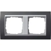 Abdeckrahmen zweifach mit Zwischenrahmen Farbe Aluminium anthrazit, Retail