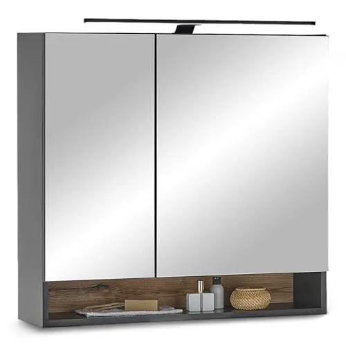 BASIC by Balculina Spiegelschrank Denver schwarz - Eleganter Spiegelschrank in Schwarz, bietet reichlich Stauraum und verleiht Ihrem Badezimmer einen modernen Look.