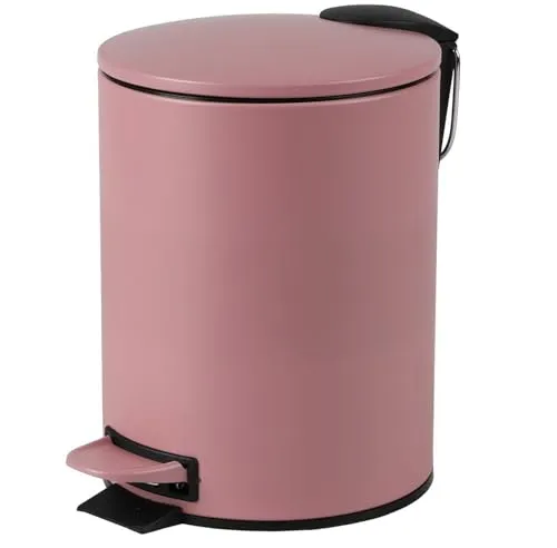 Urban Living 3 Liter Tret-Mülleimer Kosmetikeimer Tretmülleimer mit Absenkautomatik - herausnehmbarer Einsatz mit Henkel (Rosa)