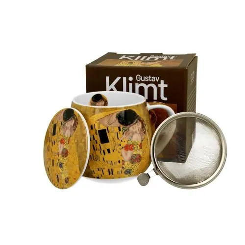 Teebecher mit Sieb & Deckel inspiriert von G. Klimt The Kiss classic – 0,43l
