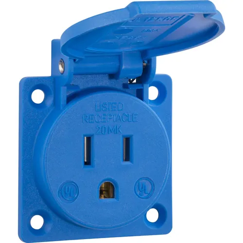 ABL Einbausteckdose USA/Kanada, 125 V/15 A, blau (UL12505) - Steckdosen & Zubehör, hochschlagzähe Thermoplast-Ausführung für maximale Langlebigkeit und Sicherheit nach UL 498/NEMA 5-15 R.