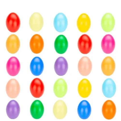 NaDeco Kunststoffeier bunt 25 Stück Länge ca. 60 mm Ostereier Plastik Eier Dekoeier Osterdeko Osterdekoration Dekoration für Ostern