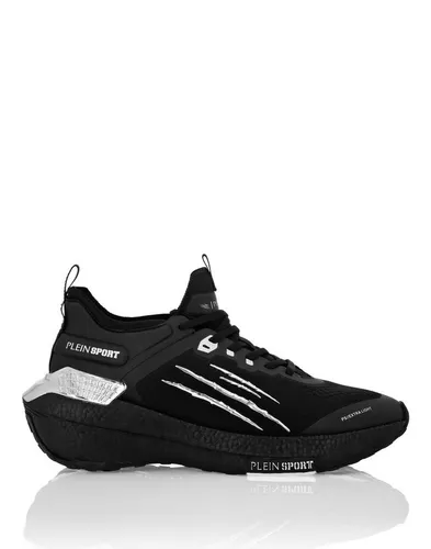 Plein Sport Läufer Sneaker Gr. 45 – Schwarz/Nickel - Laufschuhe mit ergonomischem Neopren-Obermaterial und ultra-schockabsorbierender Zwischensohle für höchsten Komfort und optimalen Grip.