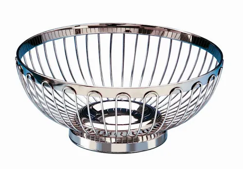 Hochglanzpolierter Edelstahl Brot- und Früchtekorb „Wires“ in silber von MATO