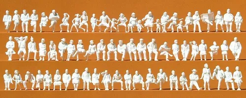 PREISER Figuren unbemalt 1:87 Sitzende Personen 72 Figuren H0 16358