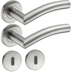 ID Dinkel Türgriff Edelstahl Türgarnitur Türdrücker Türbeschlag Türklinke Innentür Bad WC ELLA BB Garnitur-SET