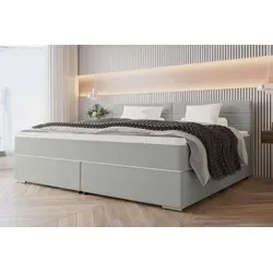 99rooms Phönix Familienbett Boxspringbett 240×200 cm Hellgrau - Modernes Boxspringbett für die ganze Familie, mit elegantem Design und bequemer Liegehöhe. Ideal für gemeinsame Nächte, einfache Selbstmontage und hochwertige Materialien.