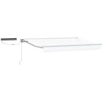 vidaXL Elektrische ausziehbare Markise 3,5 x 2,5 m in Weiß - Moderne elektrische Markise für stilvollen Schatten im Garten oder auf der Terrasse. Robustes Aluminium und Polyester sorgen für Langlebigkeit und einfachen Betrieb über Kurbel oder Fernbedienung.