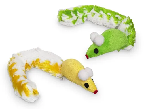 Nobby Plüsch Maus mit Plüschschwanz - 7 cm, mit Catnip und Rassel für zusätzlichen Spielspaß, ideal für aktive Katzen