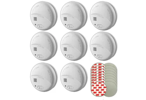HEITECH 8x Rauchwarnmelder mit 85dB Alarm - Rauchmelder für effektiven Brandschutz, inklusive 9V Batterie und 3M Magnet Klebepad. Schützt vor gefährlicher Rauchentwicklung und bietet Sicherheit in Schlafräumen und Fluchtwegen.