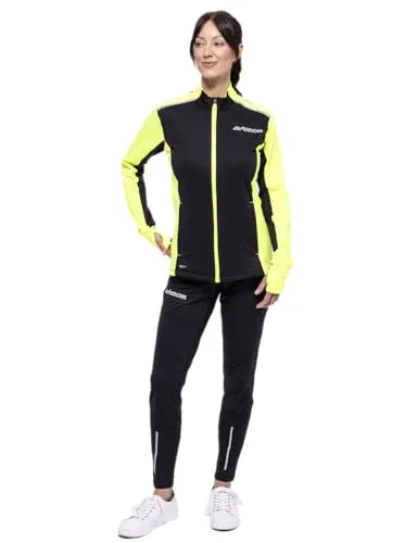 Airtracks Damen Winter Laufset Thermo Pro Line - Laufhose & Sweatshirt - schwarz-neon - XXL - Hochfunktionelles Laufset für kalte Tage. Die atmungsaktive Laufhose und das winddichte Sweatshirt bieten optimalen Wärmeschutz und Komfort. Mit Reißverschlusstaschen für sichere Aufbewahrung und perfekter Passform durch hohen Elasthan-Anteil.