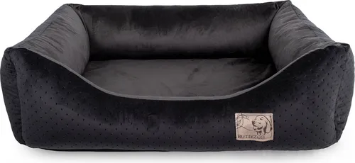 Premium Hundebett Velvet Schwarz S – 63x55x19 cm | Weiches Sofa für Hunde & Katzen