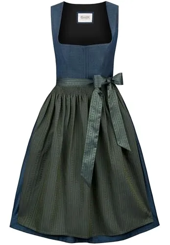 Stockerpoint Damen Dirndl Olivia I Größe 32-48 I Elegantes Trachtenkleid mit Schürze & stilvollen Details - ELEGANTES TRAKTENKLEID - Das Dirndl Olivia vereint moderne Akzente mit traditionellem Design, ideal für festliche Anlässe. PFLEGELEICHTE QUALITÄT - Aus 100 % Jacquard-Polyester, sorgt es für hohen Tragekomfort und eine zeitlose Optik.