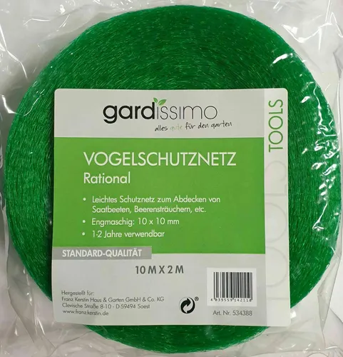 Vogelschutznetz von gardissimo 10x2m / Masche 10x10mm  950534388