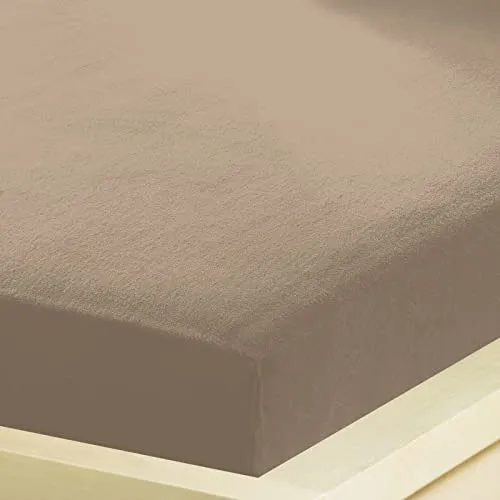 G BETTWARENSHOP – Inkontinenz Spannbettlaken mit Nässeschutz – wasserdicht aus weichem Feinbiber – 2in1 Spannbetttuch & Matratzenschutz 140x200-160x200 cm Taupe