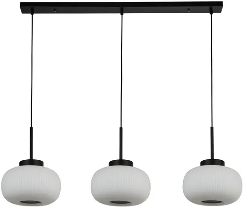 Searchlight Lumina Hängeleuchte 3-flammig - Moderne Hängeleuchte in mattschwarz mit Opalglas-Optik, ideal für stilvolle Räume. Dimmbare Funktion für individuelle Lichtatmosphäre.