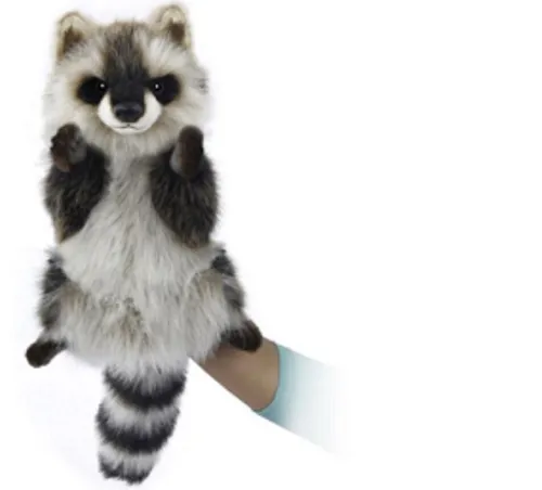 Unbekannt Waschbärpuppe 50cm - Handpuppen, 50cm große Waschbärpuppe aus hochwertigem Material, perfekt für kreative Rollenspiele und als Spielkamerad für Kinder.